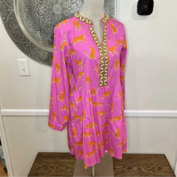 NWT $365 Sheridan French Abigail dress in pink cheetah – Size M - Picture 7 of 12